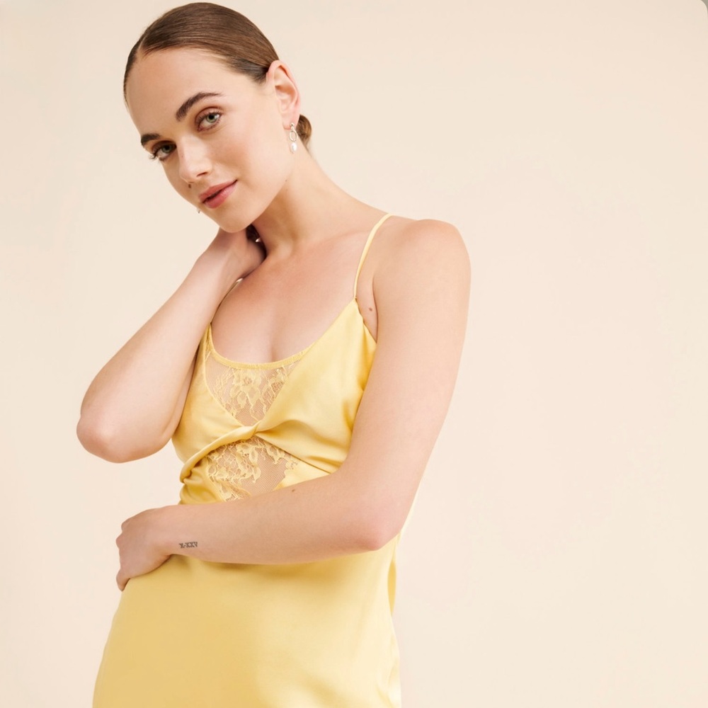 Yellow Satin Slip Maxi Dress